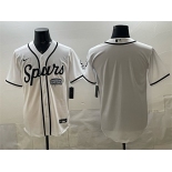 Men's San Antonio Spurs Blank White Stitched Baseball Jersey