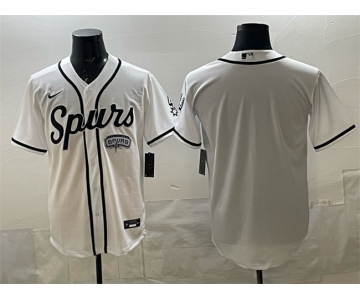 Men's San Antonio Spurs Blank White Stitched Baseball Jersey
