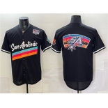 Men's San Antonio Spurs Team Big Logo Black USA 250' Patch City Edition Stitched Baseball Jersey Men's San Antonio Spurs Team Big Logo Black USA 250' Patch City Edition Stitched Baseball Jersey