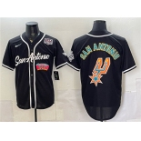 Men's San Antonio Spurs Team Big Logo Black USA 250' Patch Stitched Baseball Jersey Men's San Antonio Spurs Team Big Logo Black USA 250' Patch Stitched Baseball Jersey