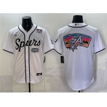 Men's San Antonio Spurs Team Big Logo White USA 250' Patch Stitched Baseball Jersey Men's San Antonio Spurs Team Big Logo White USA 250' Patch Stitched Baseball Jersey