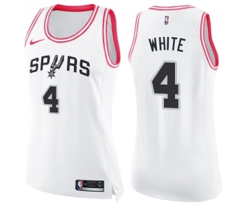 Women's Nike San Antonio Spurs #4 Derrick White Swingman White Pink Fashion NBA Jersey