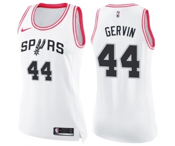 Women's Nike San Antonio Spurs #44 George Gervin Swingman White Pink Fashion NBA Jersey