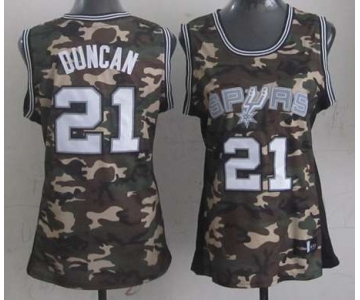 women nba san antonio spurs #21 tim duncan camo