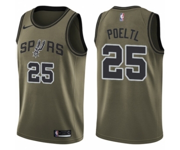 Youth Nike San Antonio Spurs #25 Jakob Poeltl Swingman Green Salute to Service NBA Jersey