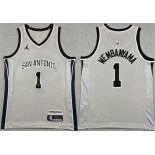 Youth San Antonio Spurs #1 Victor Wembanyama Silver 2025 Statement Edition Stitched Jersey