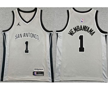 Youth San Antonio Spurs #1 Victor Wembanyama Silver 2025 Statement Edition Stitched Jersey