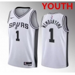 Youth San antonio spurs #1 victor wembanyama white association edition stitched basketball jersey Youth San antonio spurs #1 victor wembanyama white association edition stitched basketball jersey