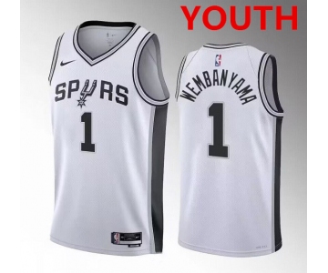 Youth San antonio spurs #1 victor wembanyama white association edition stitched basketball jersey