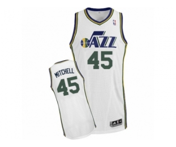 Men Adidas Utah Jazz #45 Donovan Mitchell Authentic White Home NBA Jersey