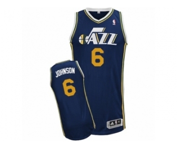 Men's Adidas Utah Jazz #6 Joe Johnson Authentic Navy Blue Road NBA Jersey