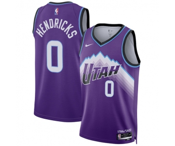 Men's Utah Jazz #0 Taylor Hendricks Purple 2025 Icon Edition Stitched Basketball Jersey