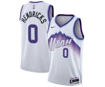 Men's Utah Jazz #0 Taylor Hendricks White 2025 Association Edition Stitched Basketball Jersey