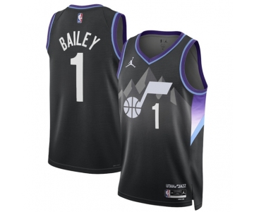 Men's Utah Jazz #1 Ace Bailey Black 2024-25 Draft Statement Edition Stitched Basketball Jersey
