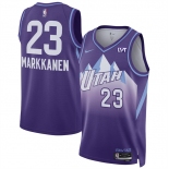 Men's Utah Jazz #23 Lauri Markkanen Purple 2024-25 City Edition Stitched Basketball Jersey