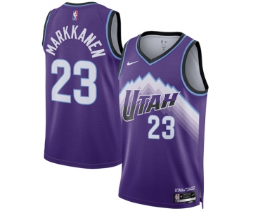 Men's Utah Jazz #23 Lauri Markkanen Purple 2025 Icon Edition Stitched Basketball Jersey