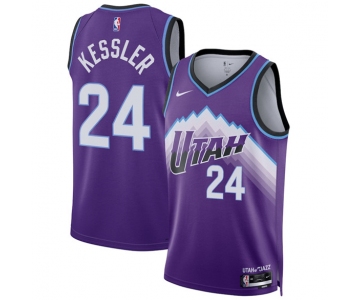 Men's Utah Jazz #24 Walker Kessler Purple 2025 Icon Edition Stitched Basketball Jersey