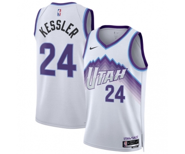 Men's Utah Jazz #24 Walker Kessler White 2025 Association Edition Stitched Basketball Jersey