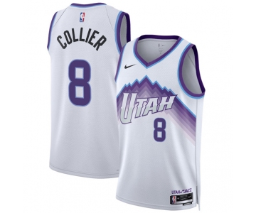 Men's Utah Jazz #8 Isaiah Collier White 2025 Association Edition Stitched Basketball Jersey