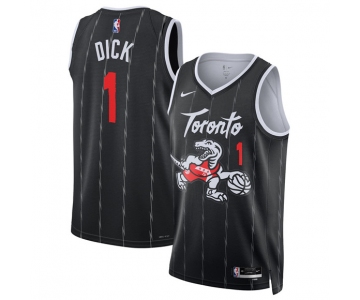Men's Toronto Raptors #1 Gradey Dick Black 2025-26 City Edition Stitched Basketball Jersey