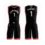 Men's Toronto Raptors #1 Tracy Mcgrady Authentic Black 2019 Basketball Finals Bound Suit Jersey Statement Edition