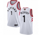 Men's Toronto Raptors #1 Tracy Mcgrady Swingman White 2019 Basketball Finals Bound Jersey - Association Edition