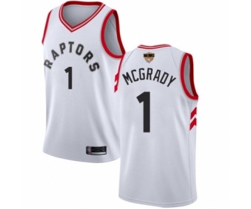 Men's Toronto Raptors #1 Tracy Mcgrady Swingman White 2019 Basketball Finals Bound Jersey - Association Edition