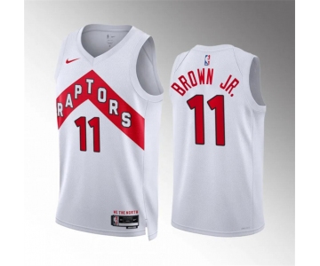Men's Toronto Raptors #11 Bruce Brown Jr White Association Edition Stitched Basketball Jersey
