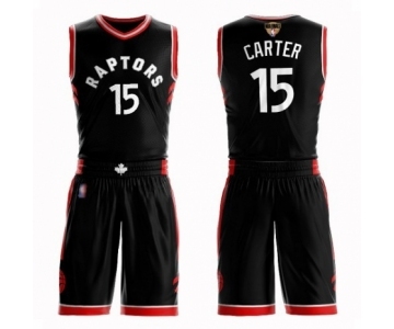 Men's Toronto Raptors #15 Vince Carter Authentic Black 2019 Basketball Finals Bound Suit Jersey Statement Edition