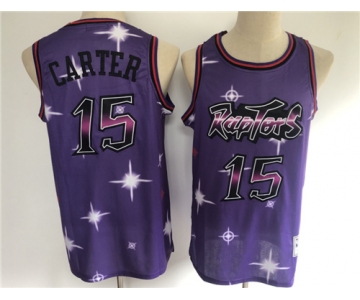 Men's Toronto Raptors #15 Vince Carter Authentic Purple Starry Sky Edition Basketball Jersey