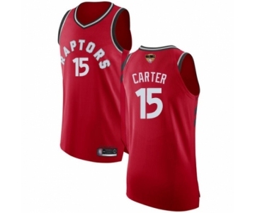 Men's Toronto Raptors #15 Vince Carter Authentic Red 2019 Basketball Finals Bound Jersey - Icon Edition