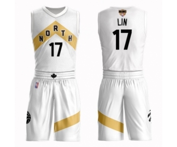 Men's Toronto Raptors #17 Jeremy Lin Swingman White 2019 Basketball Finals Bound Suit Jersey - City Edition