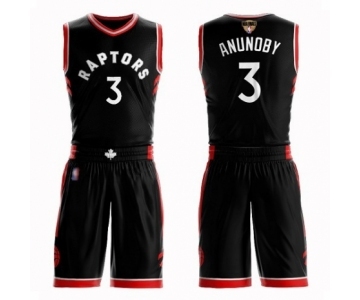 Men's Toronto Raptors #3 OG Anunoby Authentic Black 2019 Basketball Finals Bound Suit Jersey Statement Edition