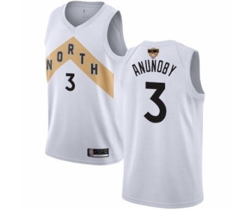 Men's Toronto Raptors #3 OG Anunoby Authentic White 2019 Basketball Finals Bound Jersey - City Edition