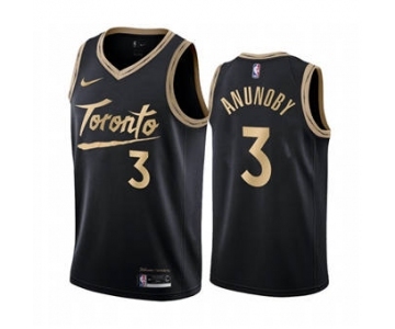 Men's Toronto Raptors #3 OG Anunoby Black City Edition New Uniform 2020-21 Stitched Basketball Jersey