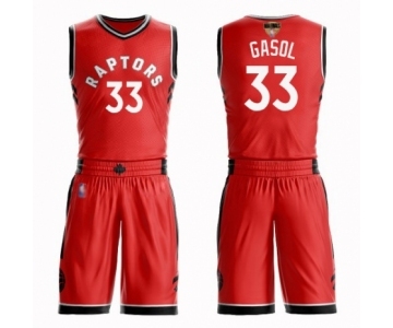 Men's Toronto Raptors #33 Marc Gasol Swingman Red 2019 Basketball Finals Bound Suit Jersey - Icon Edition
