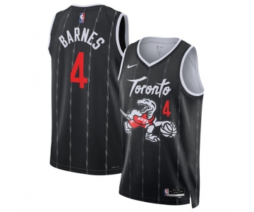 Men's Toronto Raptors #4 Scottie Barnes Black 2025-26 City Edition Stitched Basketball Jersey