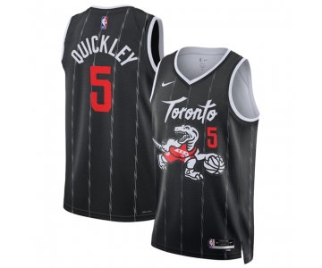 Men's Toronto Raptors #5 Immanuel Quickley Black 2025-26 City Edition Stitched Basketball Jersey