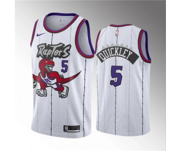 Men's Toronto Raptors #5 Immanuel Quickley White Classic Edition Stitched Basketball Jersey