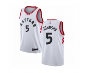 Men's Toronto Raptors #5 Stanley Johnson Authentic White Basketball Jersey - Association Edition