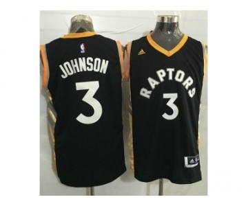 Toronto Raptors #3 James Johnson Black Gold Stitched NBA Jersey