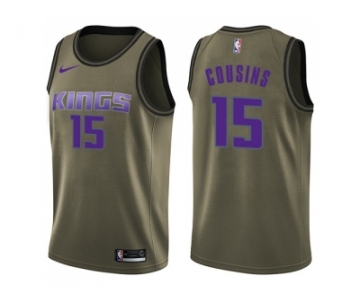 Men Nike Sacramento Kings #15 DeMarcus Cousins Green Salute to Service NBA Swingman Jersey