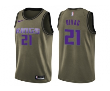 Men Nike Sacramento Kings #21 Vlade Divac Green Salute to Service NBA Swingman Jersey