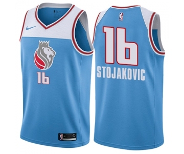 Men's Nike Sacramento Kings #16 Peja Stojakovic Authentic Blue NBA Jersey - City Edition