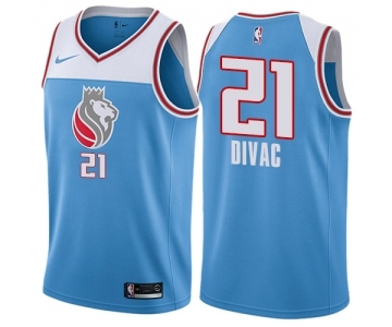 Men's Nike Sacramento Kings #21 Vlade Divac Swingman Blue NBA Jersey - City Edition