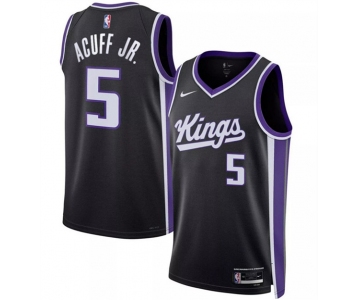 Men's Sacramento Kings #5 Darius Acuff Jr Black 2026 Draft Icon Edition Swingman Stitched Jersey