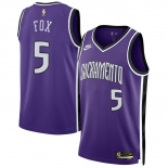 Men's Sacramento Kings #5 De'Aaron Fox Purple 2024-25 Classic Edition Swingman Stitched Basketball Jersey