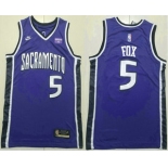 Men's Sacramento Kings #5 DeAaron Fox Purple 2024 City Edition Swingman Sponsor Stitched Jersey