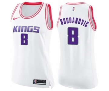 Women's Nike Sacramento Kings #8 Bogdan Bogdanovic Swingman White Pink Fashion NBA Jersey