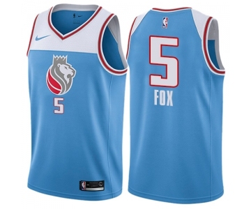Youth Nike Sacramento Kings #5 De'Aaron Fox Swingman Blue NBA Jersey - City Edition